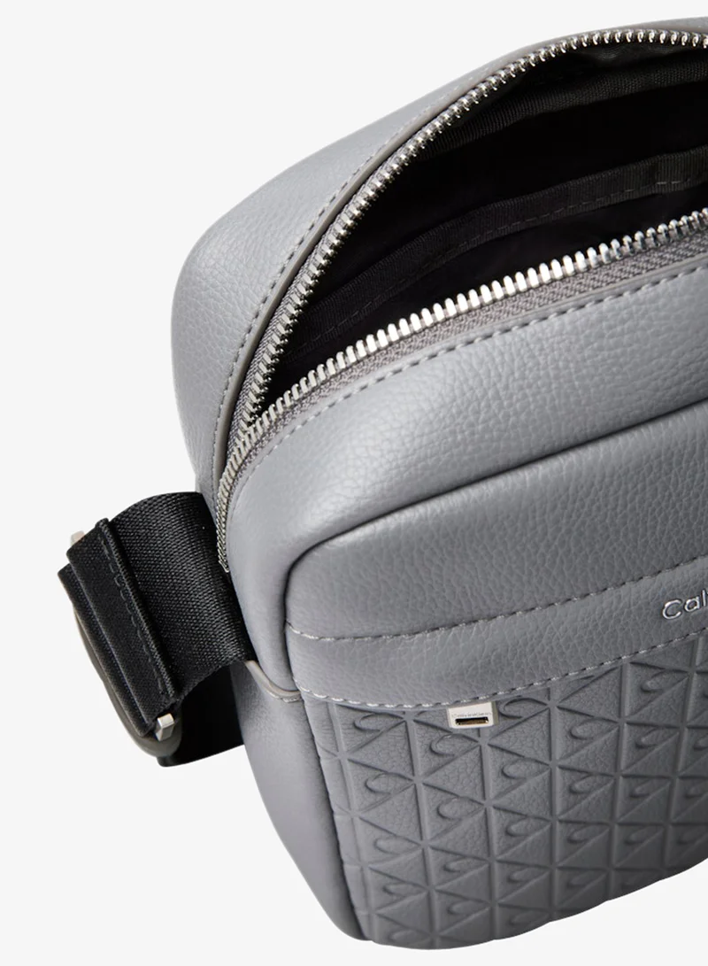 Calvin Klein Charcoal Gray Embossed Woven Reporter Bag for Men | Best Price UAE